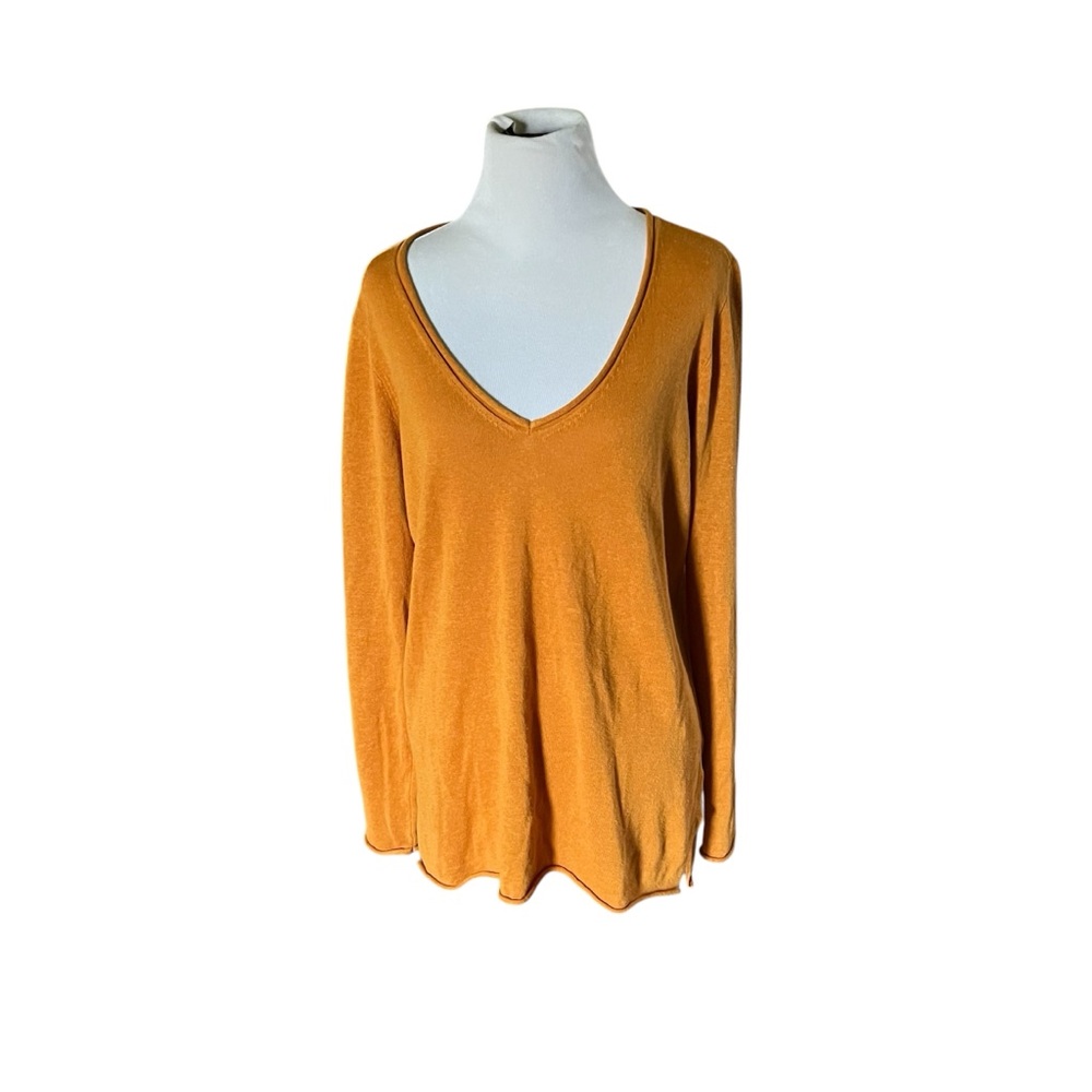 J. Crew Pullover Sweater S Linen Viscose  V-Neck Rough Amber oversized beachy